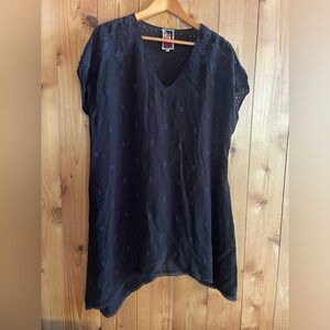 Johnny Was black eyelet tunic blouse XL